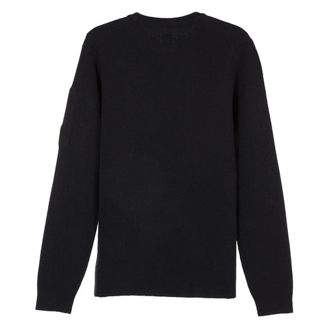 C.P. Company Lambswool Plain Jumper Black 999 13CMKN101A-005504A Degli Uberti